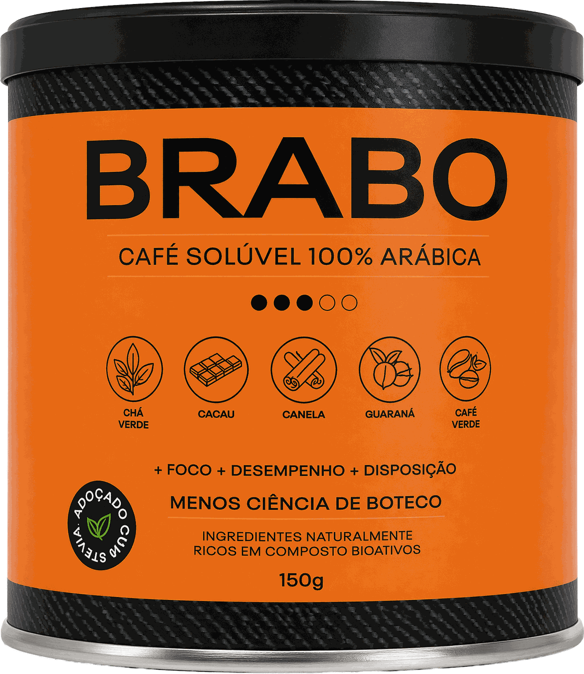 Lata de BRABO — café solúvel 100% arábica, 150g